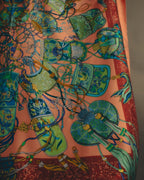 "GUCCI" Late 70's-early 90's oriental motif silk scarf