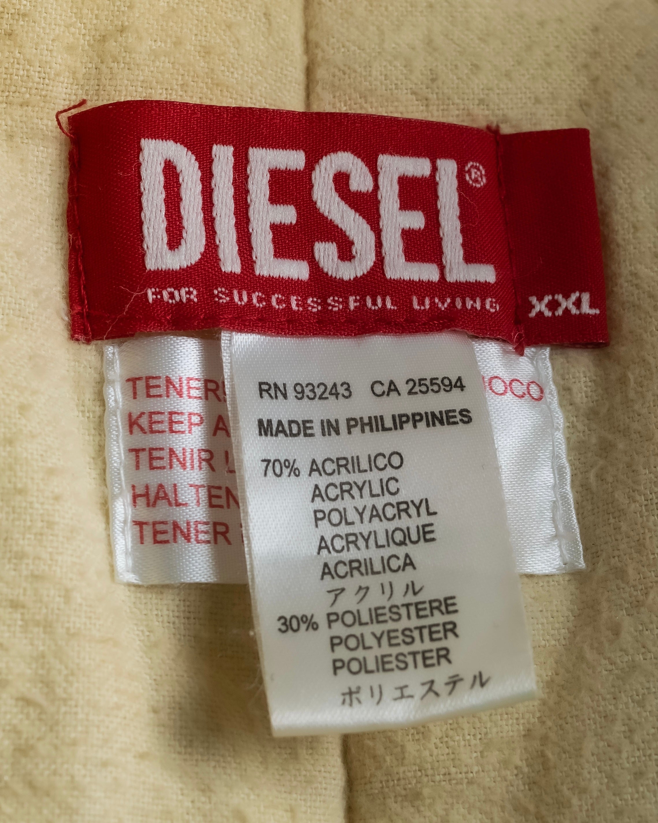 "DIESEL" Double zipper hooded long fur coat