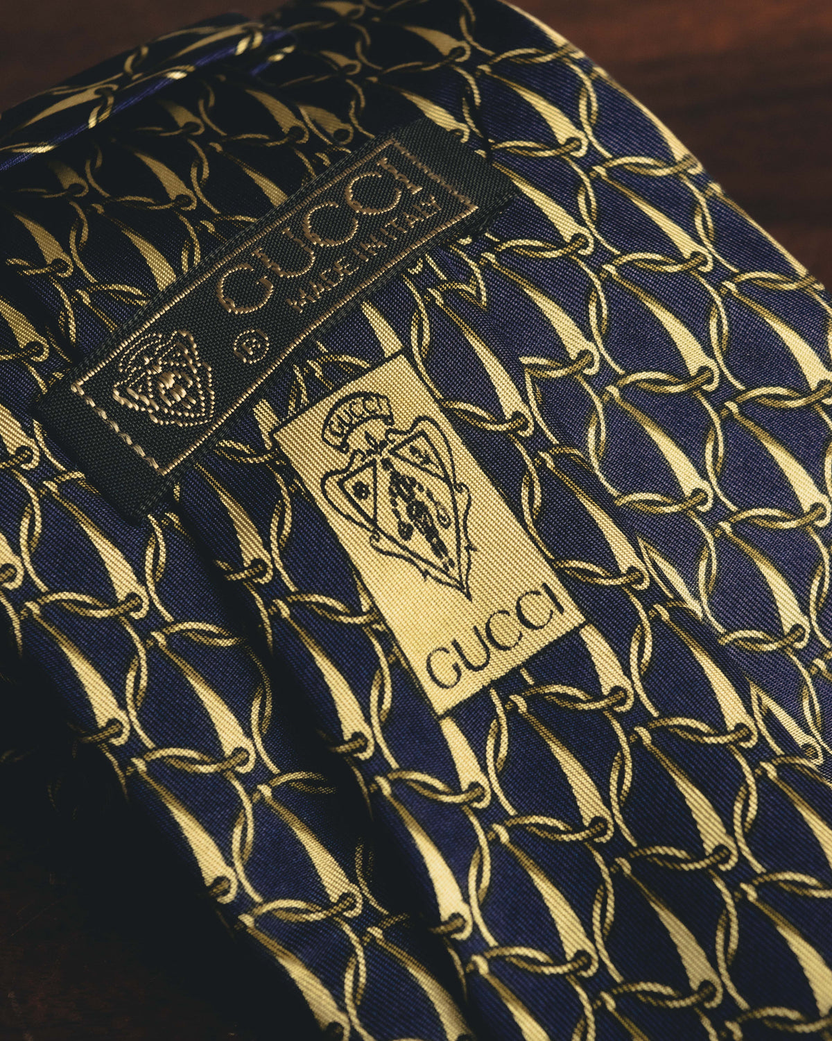 "GUCCI" 80's Nautical patterned silk necktie