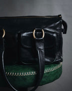 "CELINE" Leather double-pocket ring-hardware shoulder bag