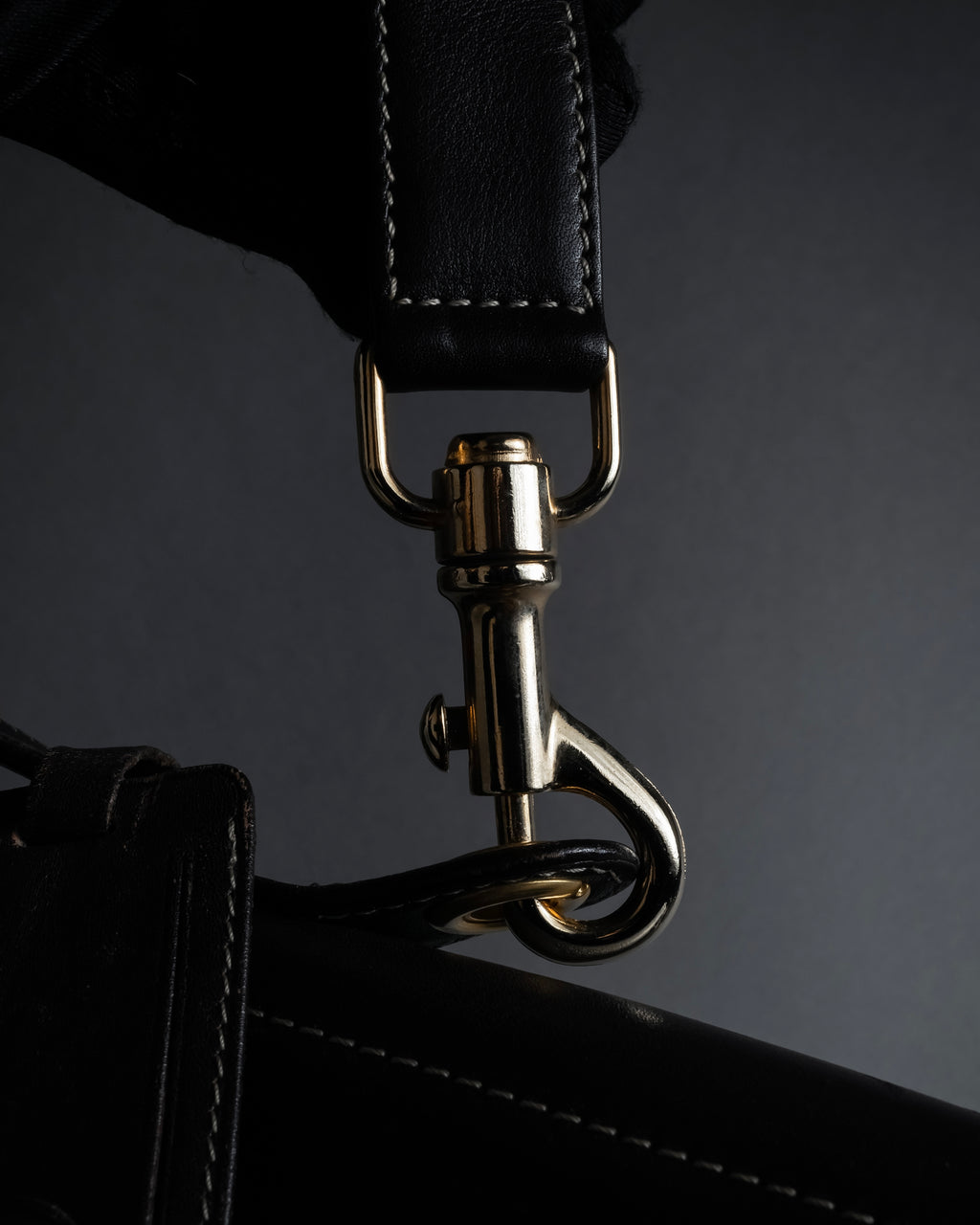 "LOEWE" 80's-90's Logo engraved suede leather combination business bag