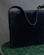 "GUCCI" Dark navy suede leather shoulder bag