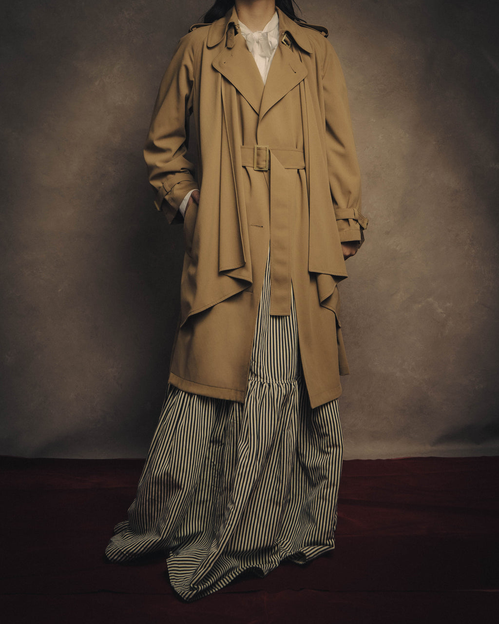 -SPECIAL- “HERMÈS” 90’s-00’s Margiela era draped wool trench coat