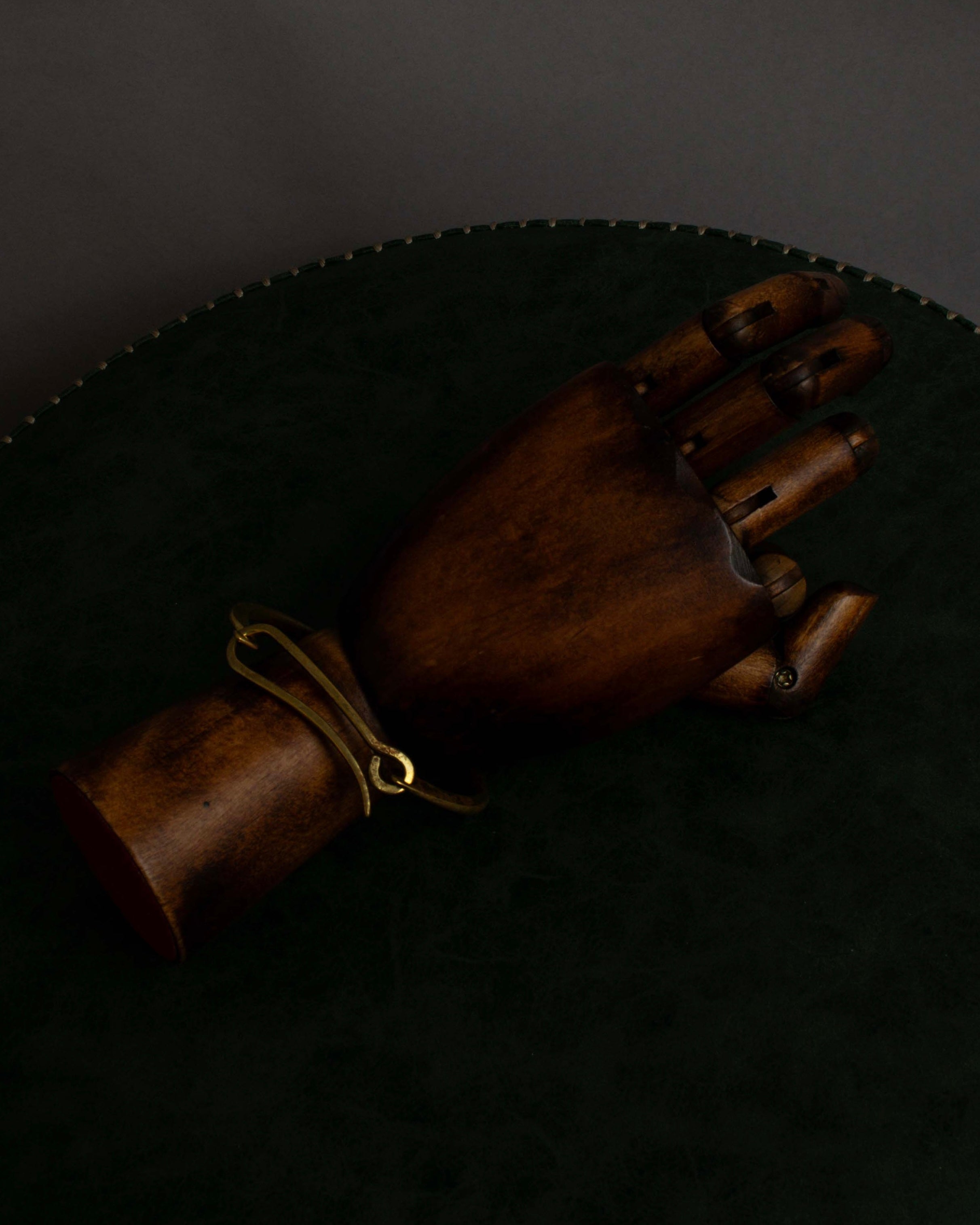 "STUDEBAKER" S-hook curved design gold brass bracelet