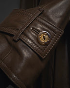 -SPECIAL- "LOEWE" 80’s Military detail stencil leather coat