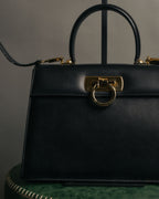 “Salvatore Ferragamo” 90’s-00’s Gancini top handle box calf bag