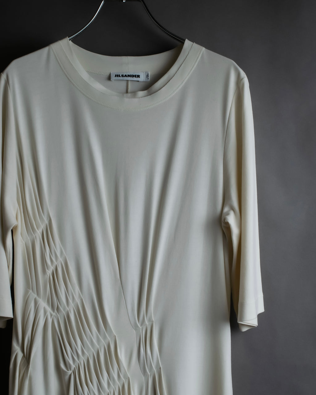 "JIL SANDER" Asymmetrical tuck gather detail long dress