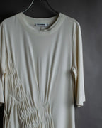 "JIL SANDER" Asymmetrical tuck gather detail long dress