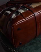 "BURBERRY" Harness detail check canvas leather bag