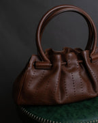 "Salvatore Ferragamo" Gathered stitch work design leather hand bag