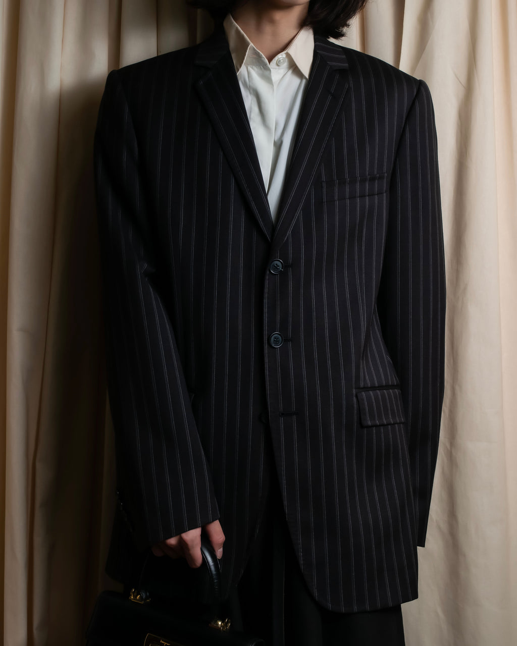 "Dolce & Gabbana" Pinstripe vertical lines emphasized tailored jacket