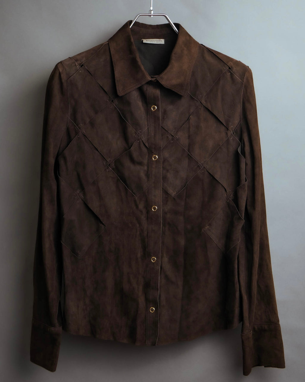 -SPECIAL- “BOTTEGA VENETA” 80’s-90’s Intrecciato suede leather shirt