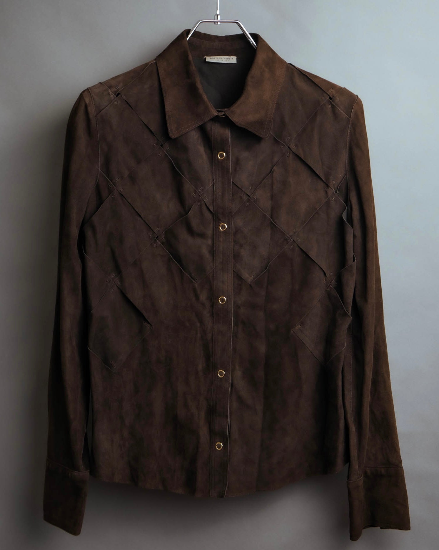 -SPECIAL- “BOTTEGA VENETA” 80’s-90’s Intrecciato suede leather shirt