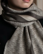 "GUCCI" GG monogram logo pattern fringe design stole