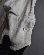 "BRUNELLO CUCINELLI" Contrast collar hidden placket linen shirt