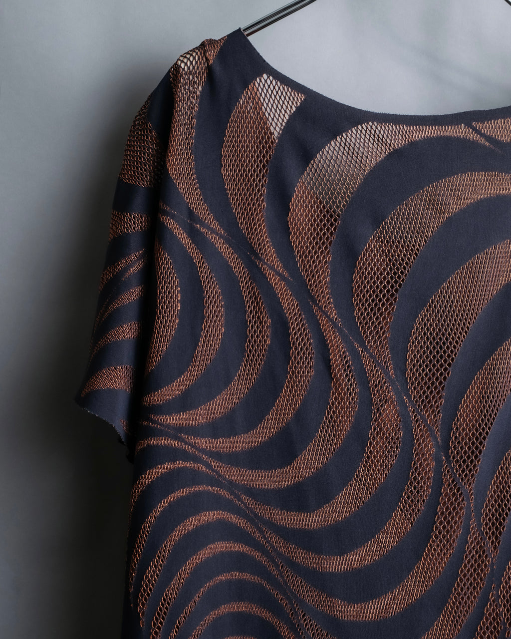 "PLEATS PLEASE ISSEY MIYAKE"
 Marble print dolman sleeve tops