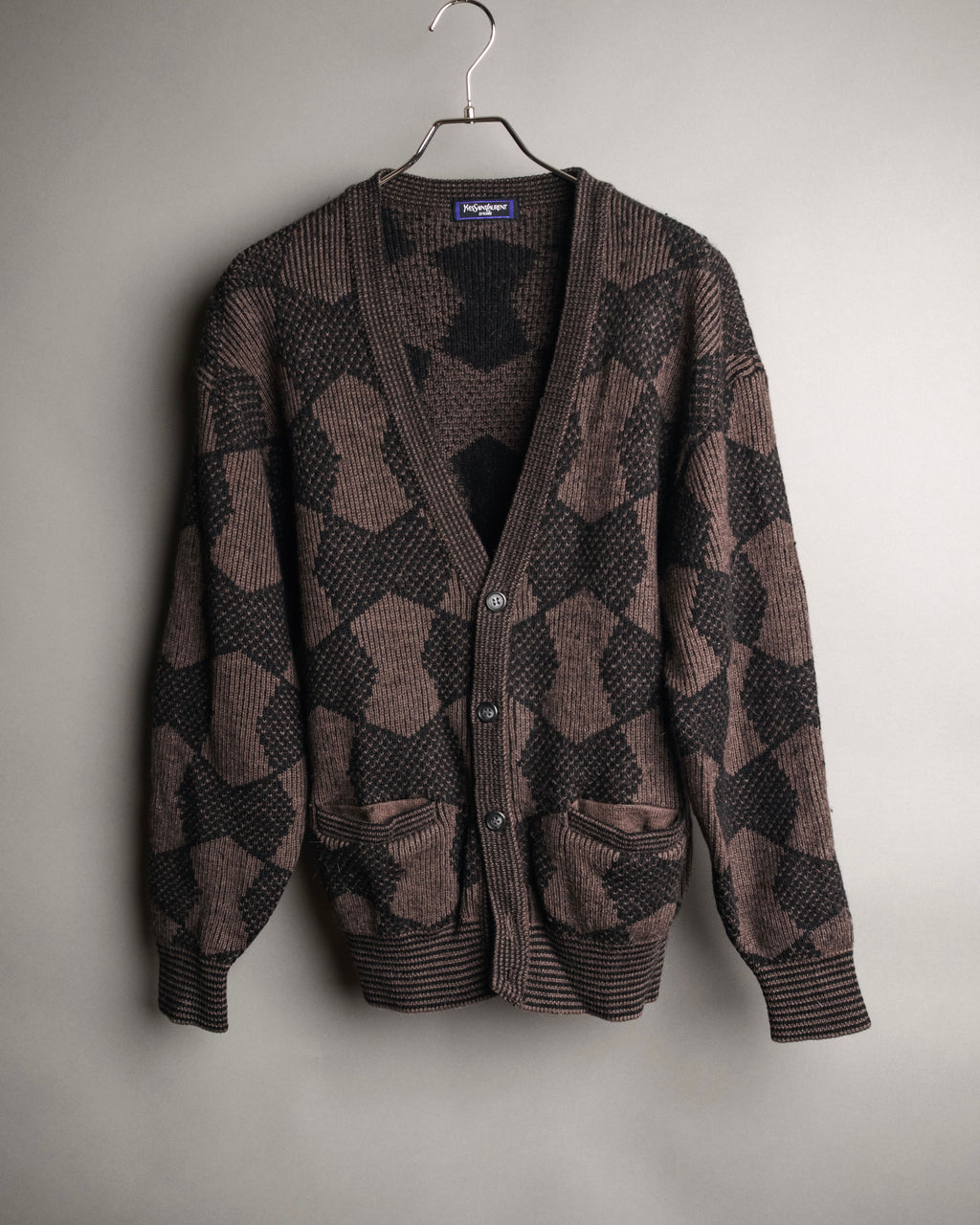 “Yves Saint Laurent” 80’s-90’s geometric knit cardigan
