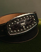 “PRADA” 90’s-00’s Studded logo leather belt