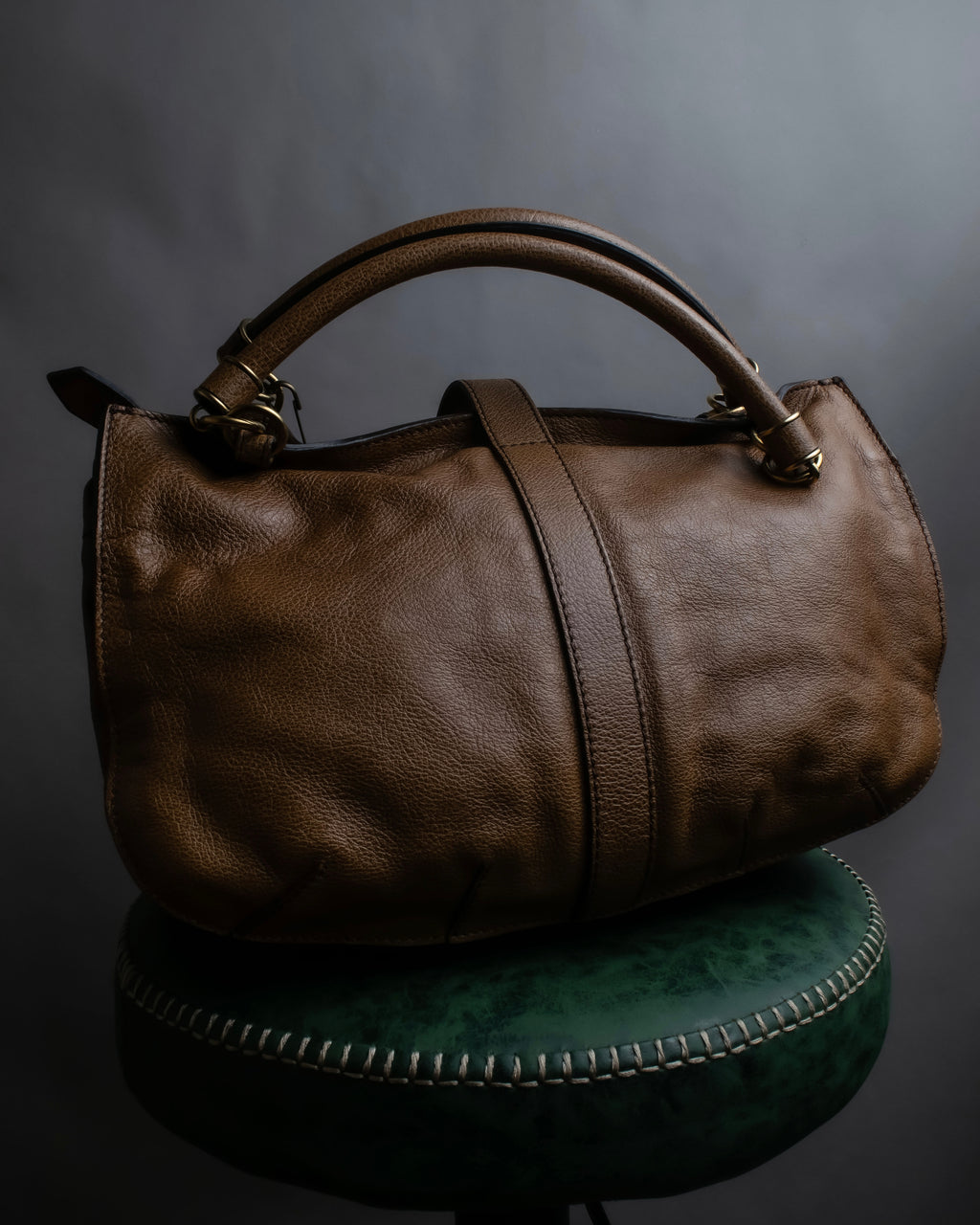 "BURBERRY" Chain design grained full grain leather shoulder bag