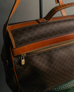 "CELINE" 80's-90's Macadam monogram pvc leather shoulder briefcase