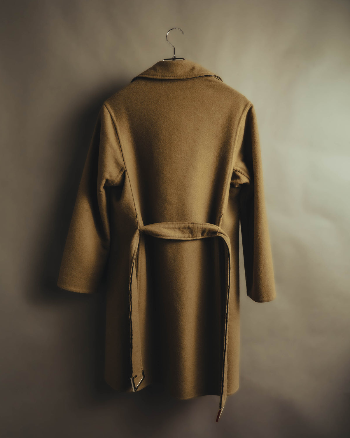 “GUCCI” 00’s-10’s Cashmere-blend leather-trimmed belted long coat