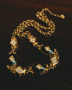 "BURBERRYS" 90's Emerald enamel costume jewelry necklace