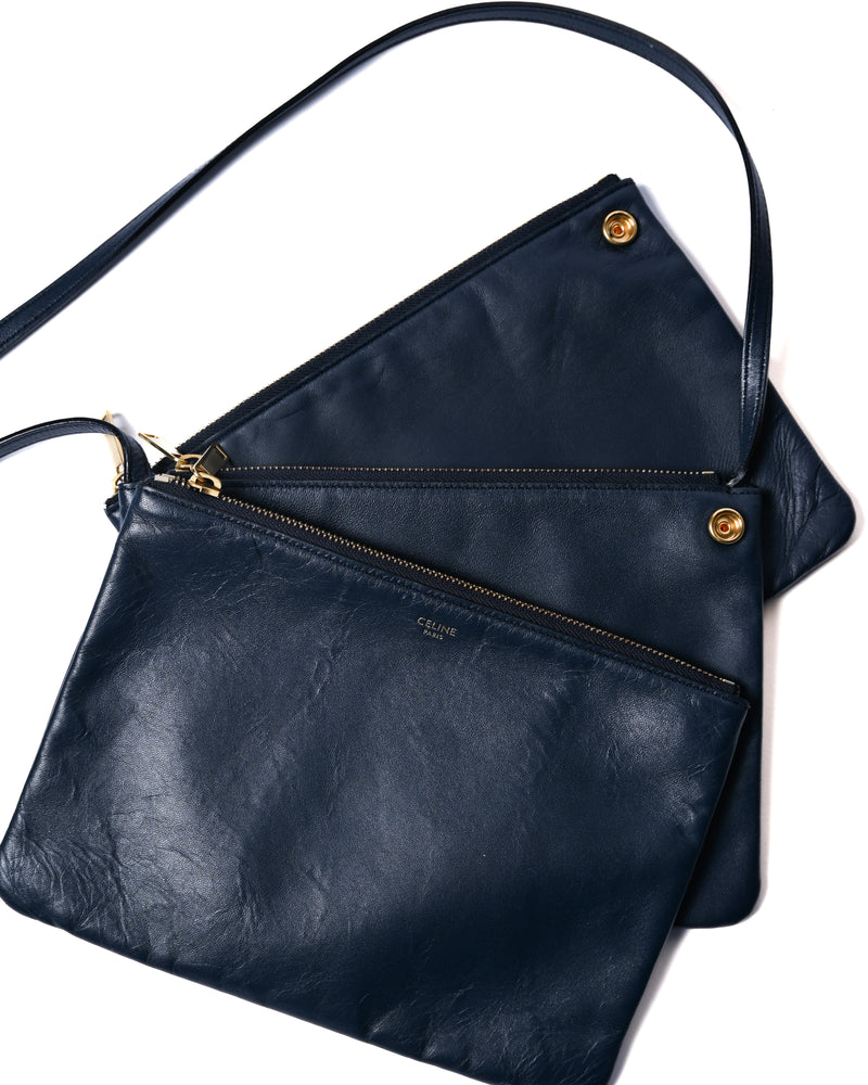 CÉLINE by Phoebe Philo/ "Trio Small" Shoulder Bag Navy