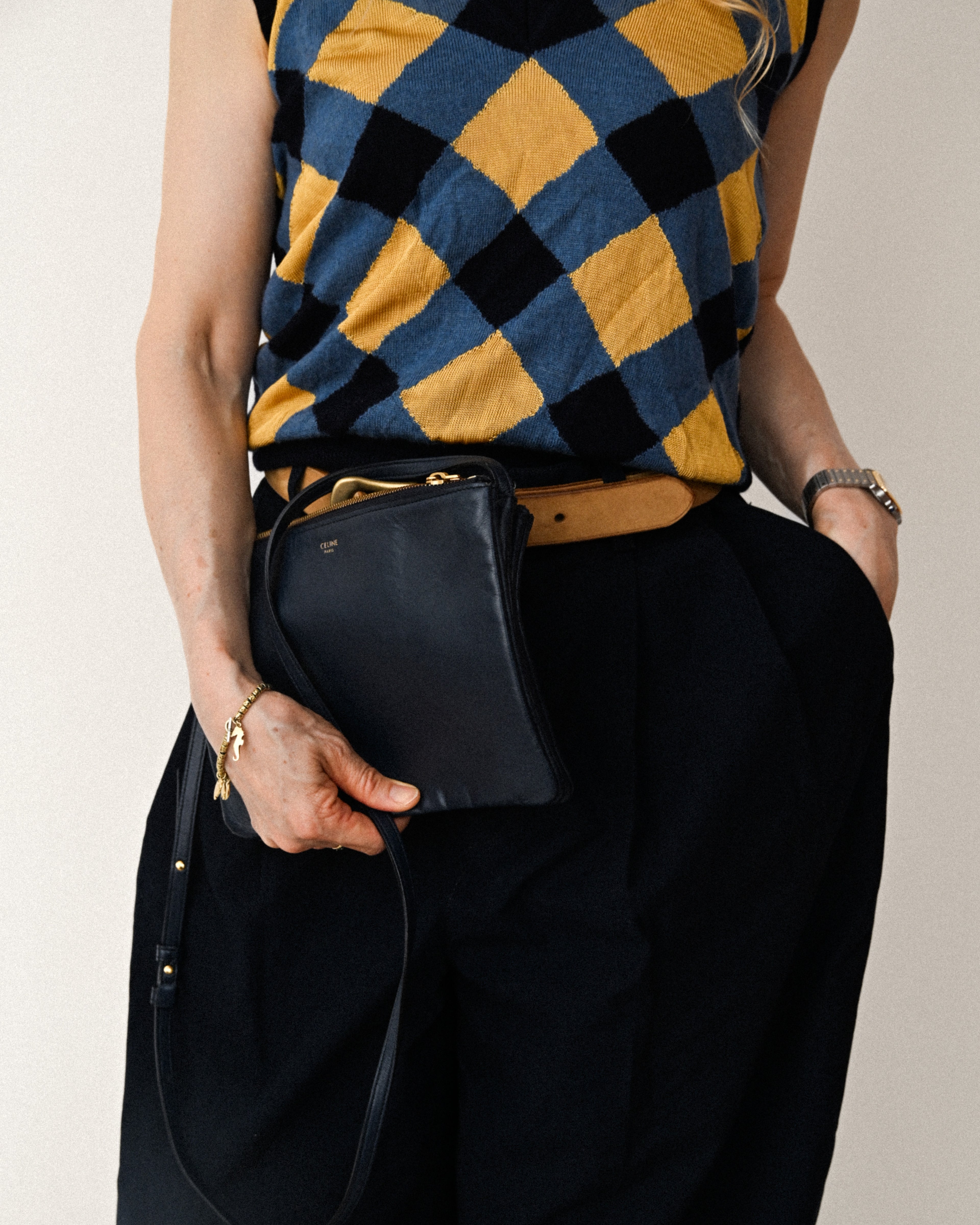 CÉLINE by Phoebe Philo/ "Trio Small" Shoulder Bag Navy