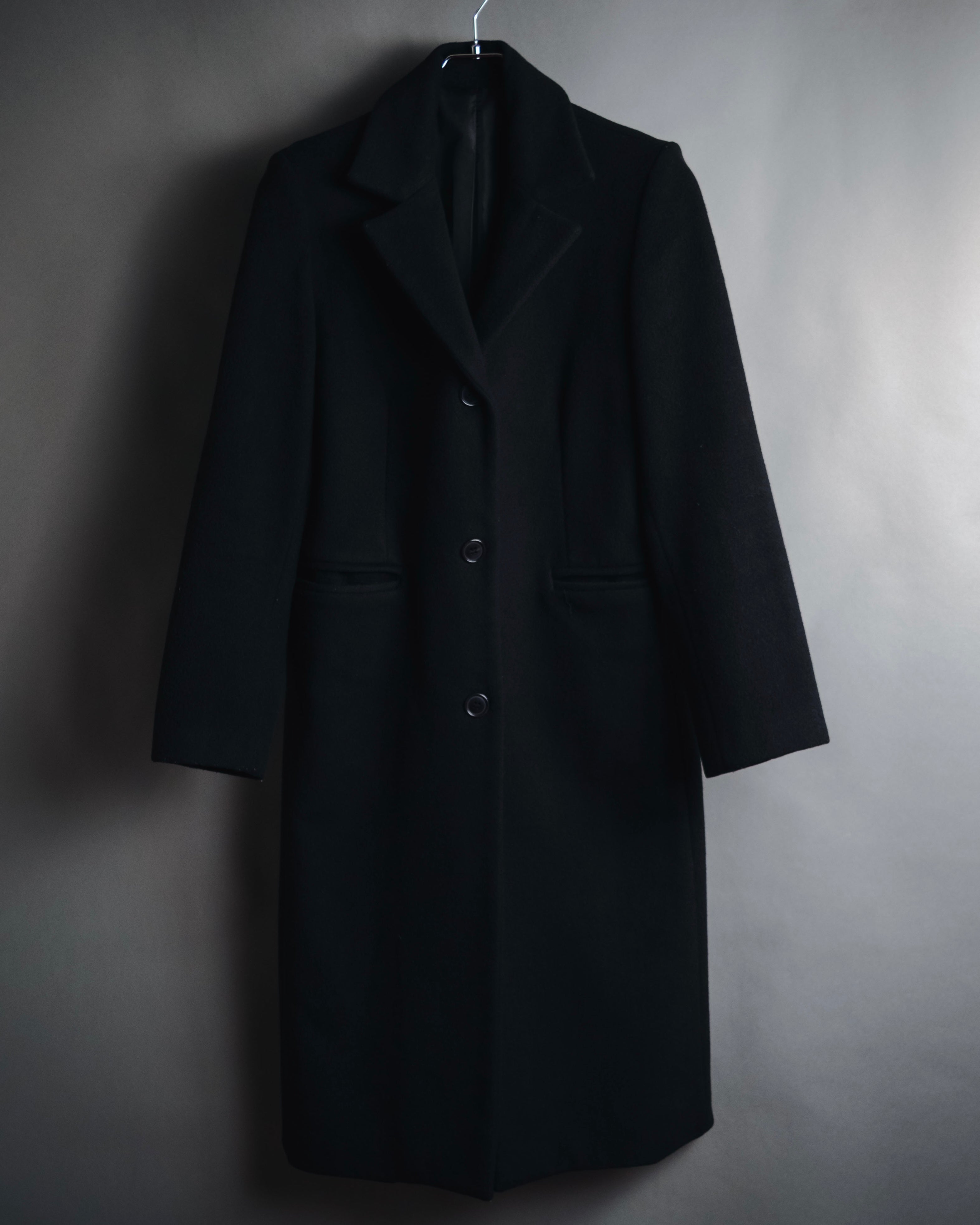 "Late 90’s-00’s recycled cashmere blend minimalist chesterfield coat"
