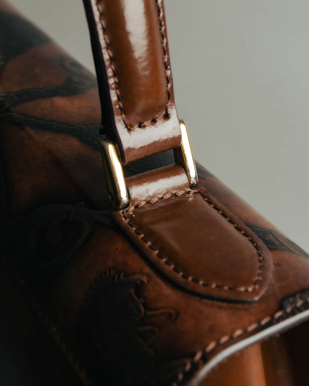 “Catsbro” 00’s-10’s Patinated equestrian leather handbag