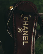 "CHANEL" 90's-00's Bow leather ankle strap sandals