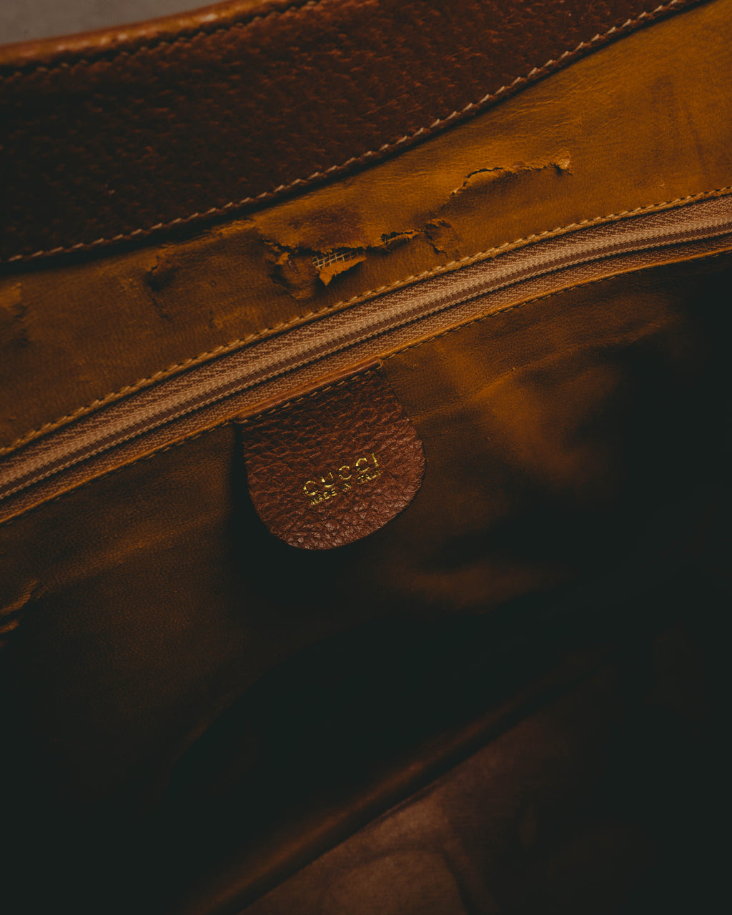 "GUCCI" 80's-90's Bamboo handle leather tote bag