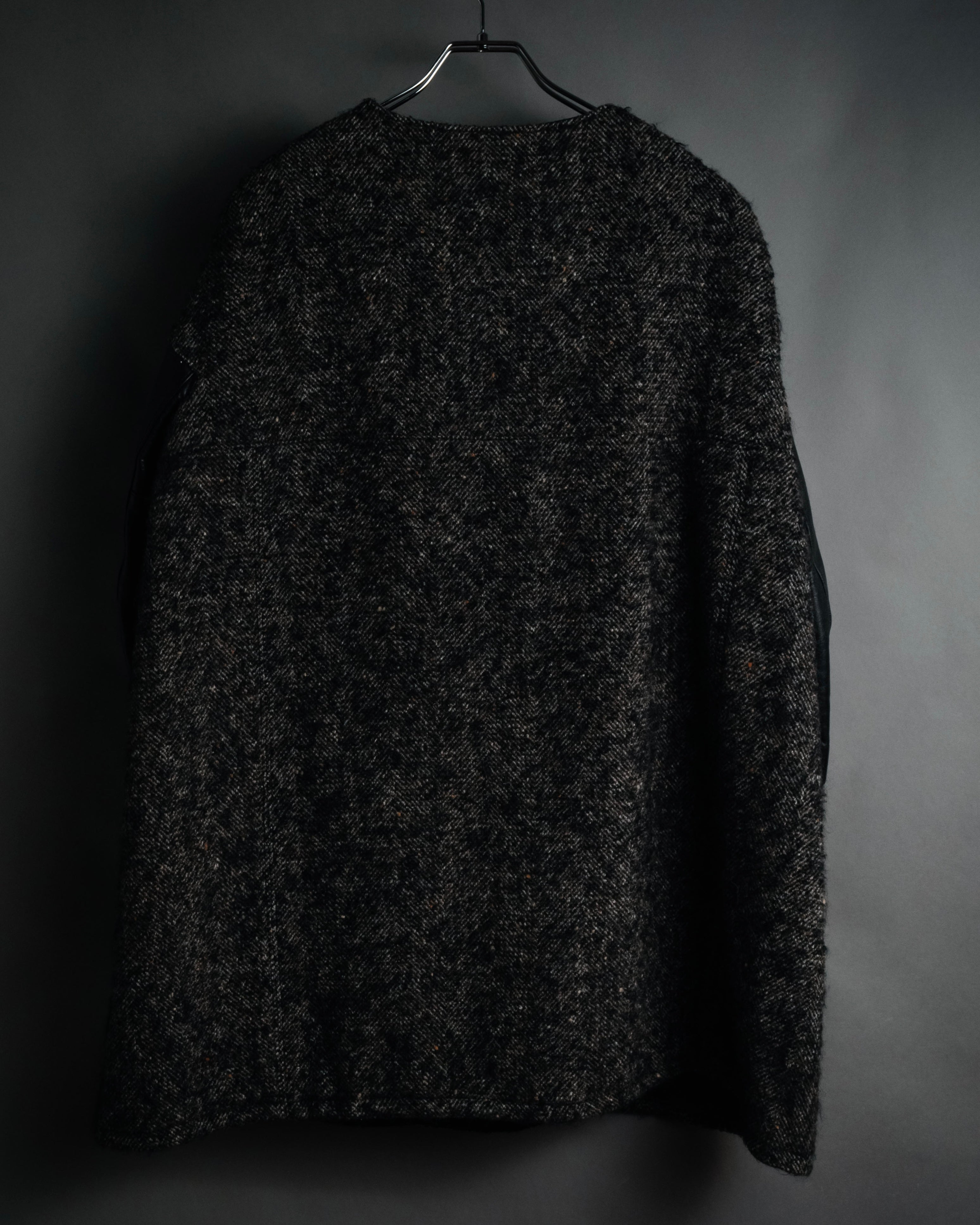 “JUNYA WATANABE COMME des GARCONS” 2011 aw Herringbone tweed long coat with leather sleeves