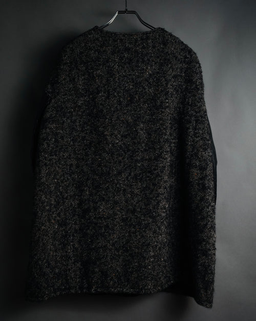 “JUNYA WATANABE COMME des GARCONS” 2011 aw Herringbone tweed long coat with leather sleeves