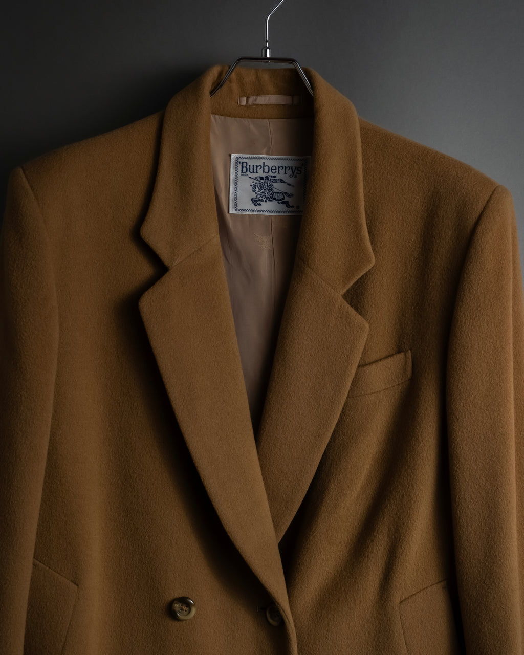 "BURBERRYS" 80's-90's Camel tone cashmere mix chester coat