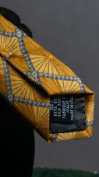 "GIANFRANCO FERRE" Ornamental yellow silk necktie