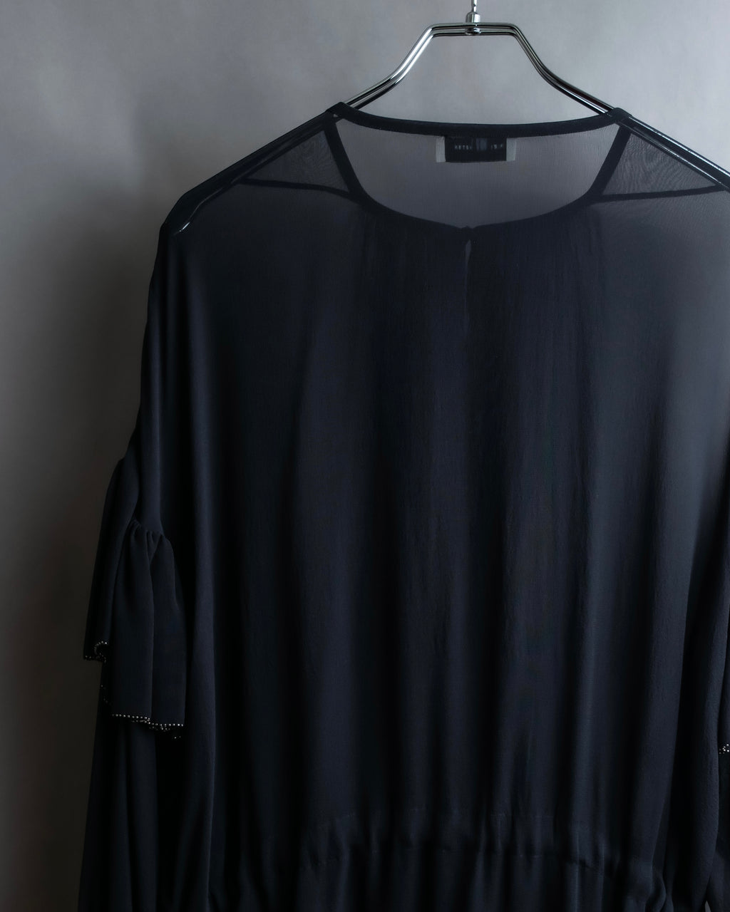 "DRIES VAN NOTTEN" Gather tiered design sheer black dress