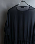 "DRIES VAN NOTTEN" Gather tiered design sheer black dress