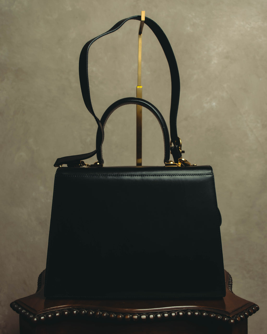 "Salvatore Ferragamo" 80's-90's Structured leather top handle bag