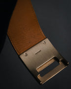 "Salvatore Ferragamo" 95’s-05’s Gancini clasp vacchetta leather bracelet