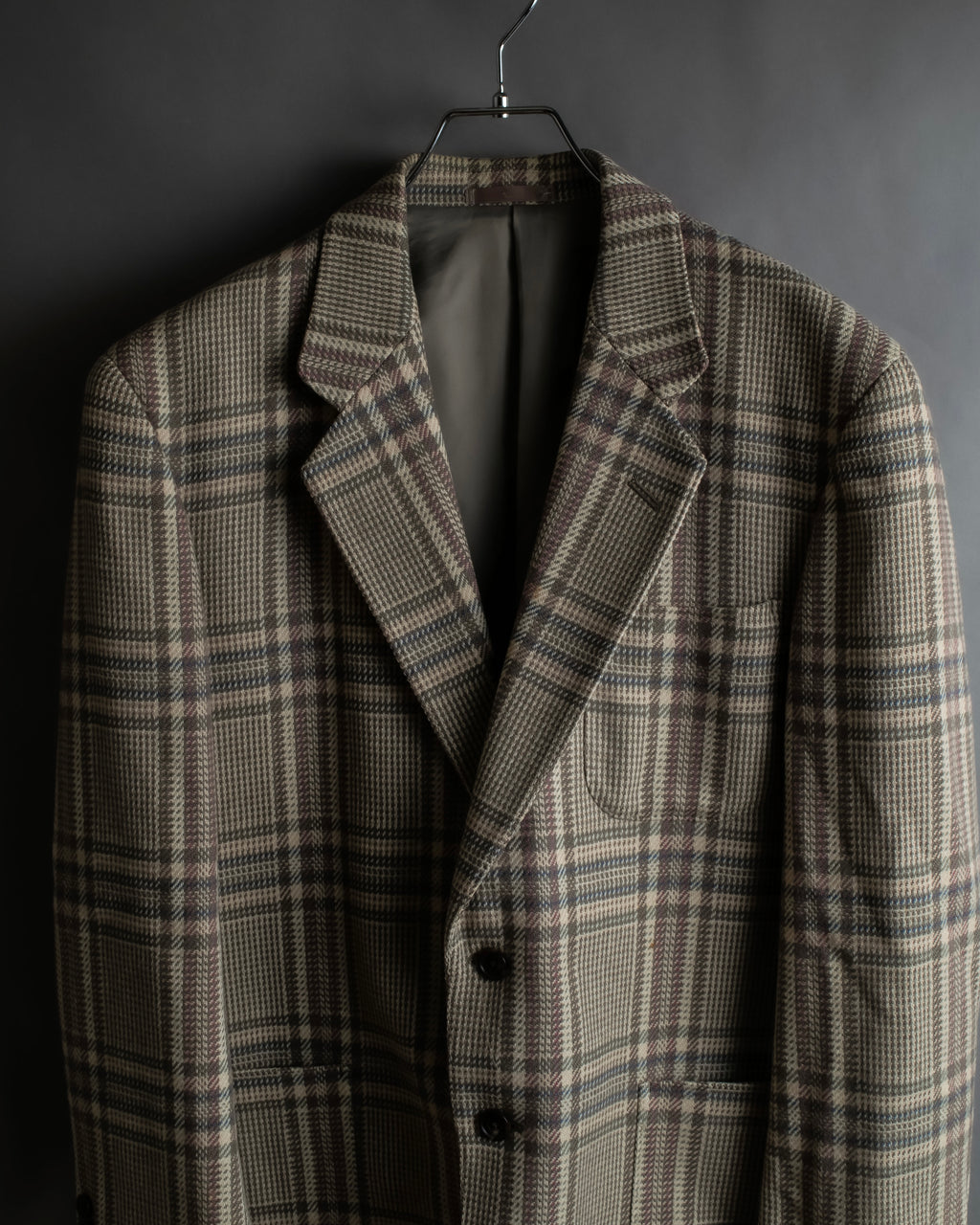 "BURBERRYS" Windowpane pattern tweed tailored jacket