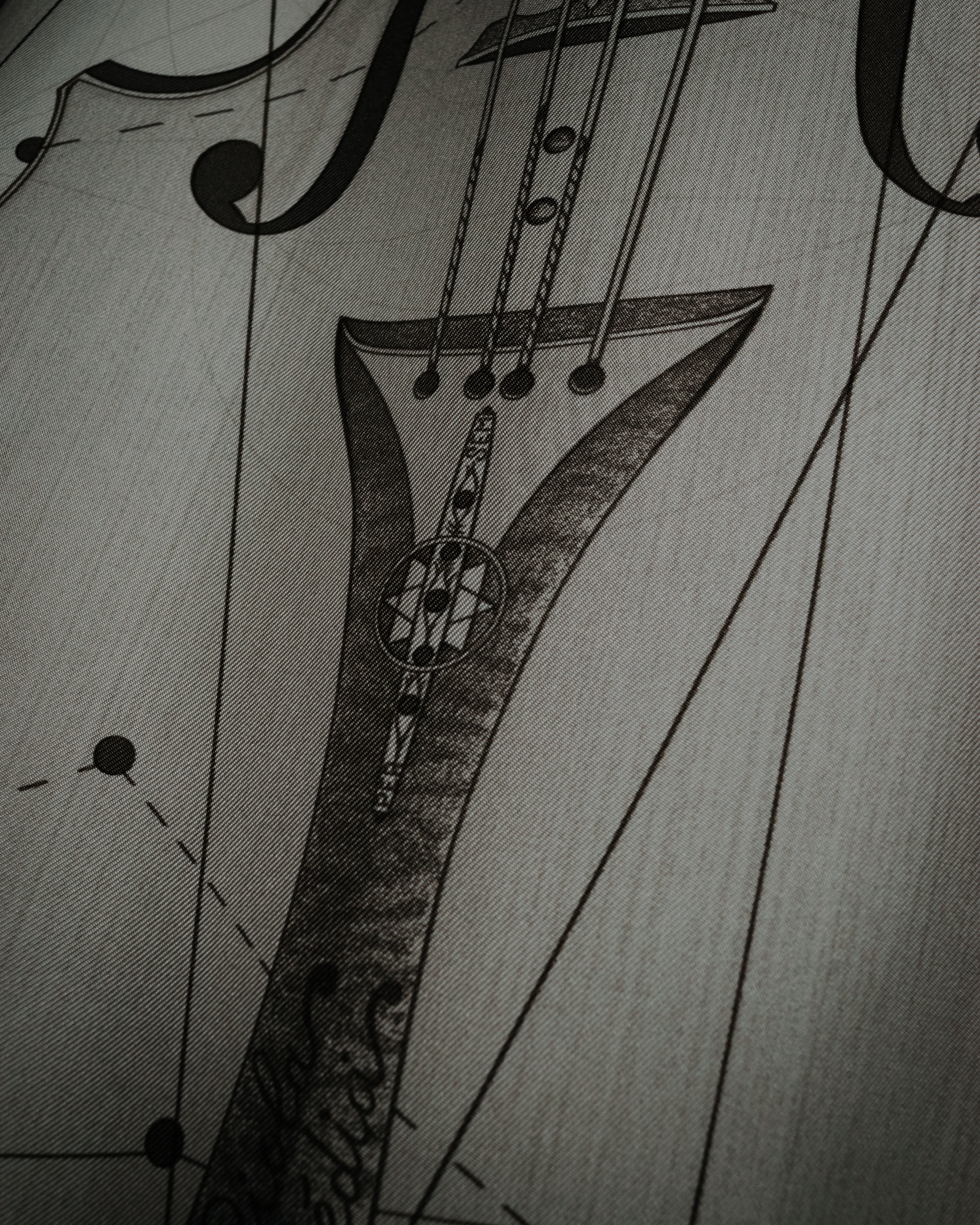 –SPECIAL– "HERMES" 90’s La musique des sphères silk twill printed shirt