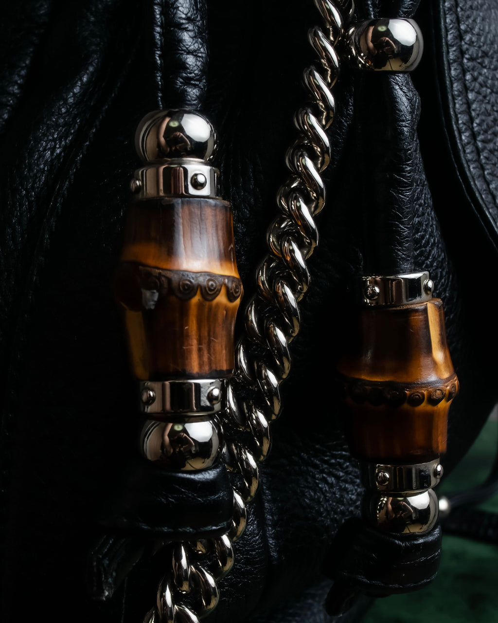 "GUCCI" Bamboo design combination chain shoulder leather bag