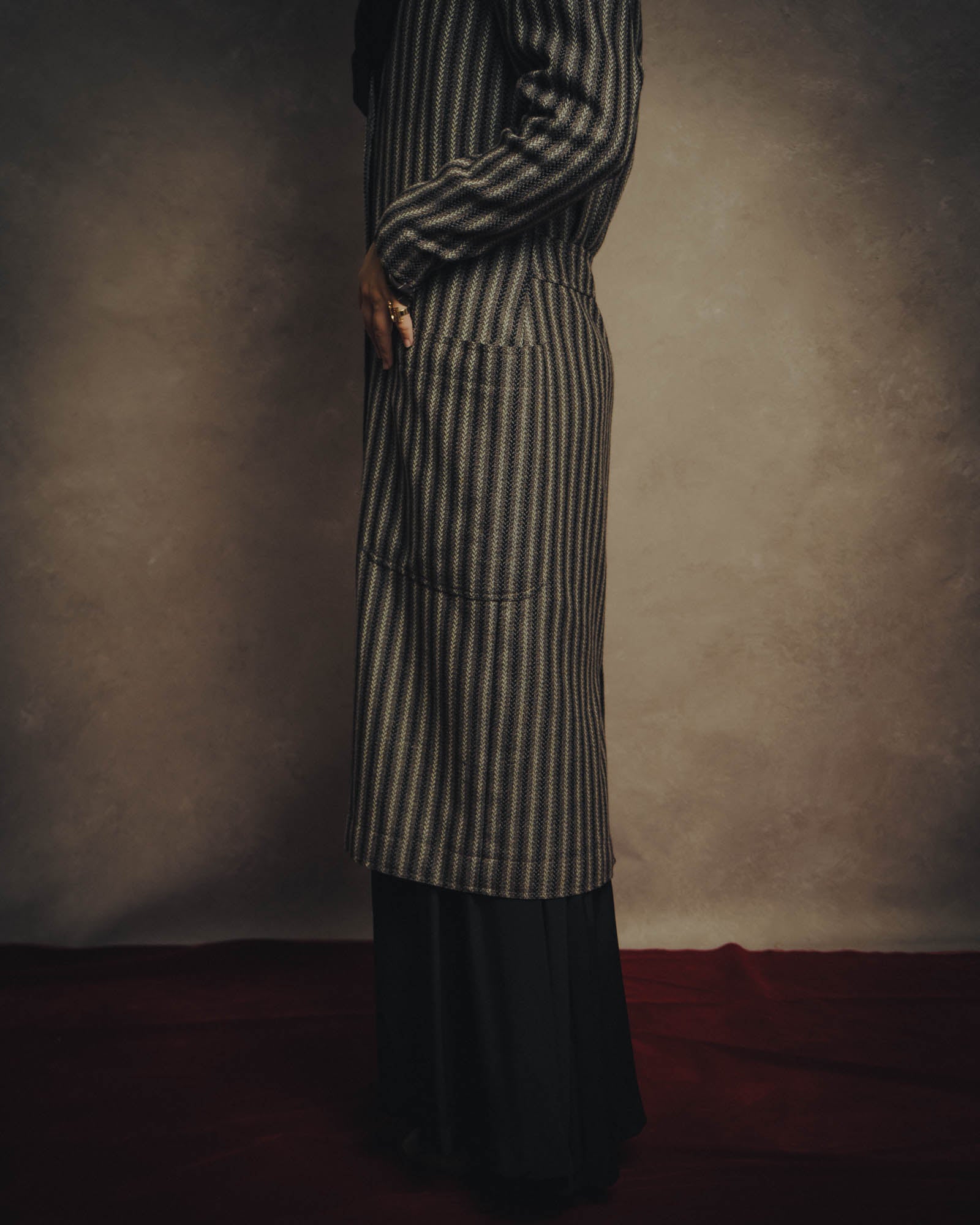 -SPECIAL- “GUCCI” 80’s-90’s Textured striped shawl collar long coat
