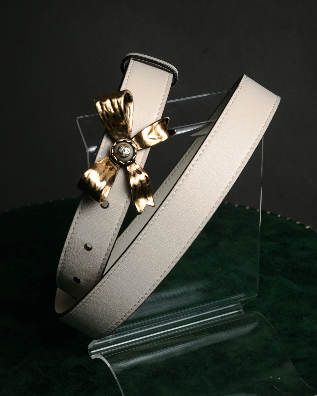 –SPECIAL– “GUCCI” Michele period Ribbon pearl embellished leather belt
