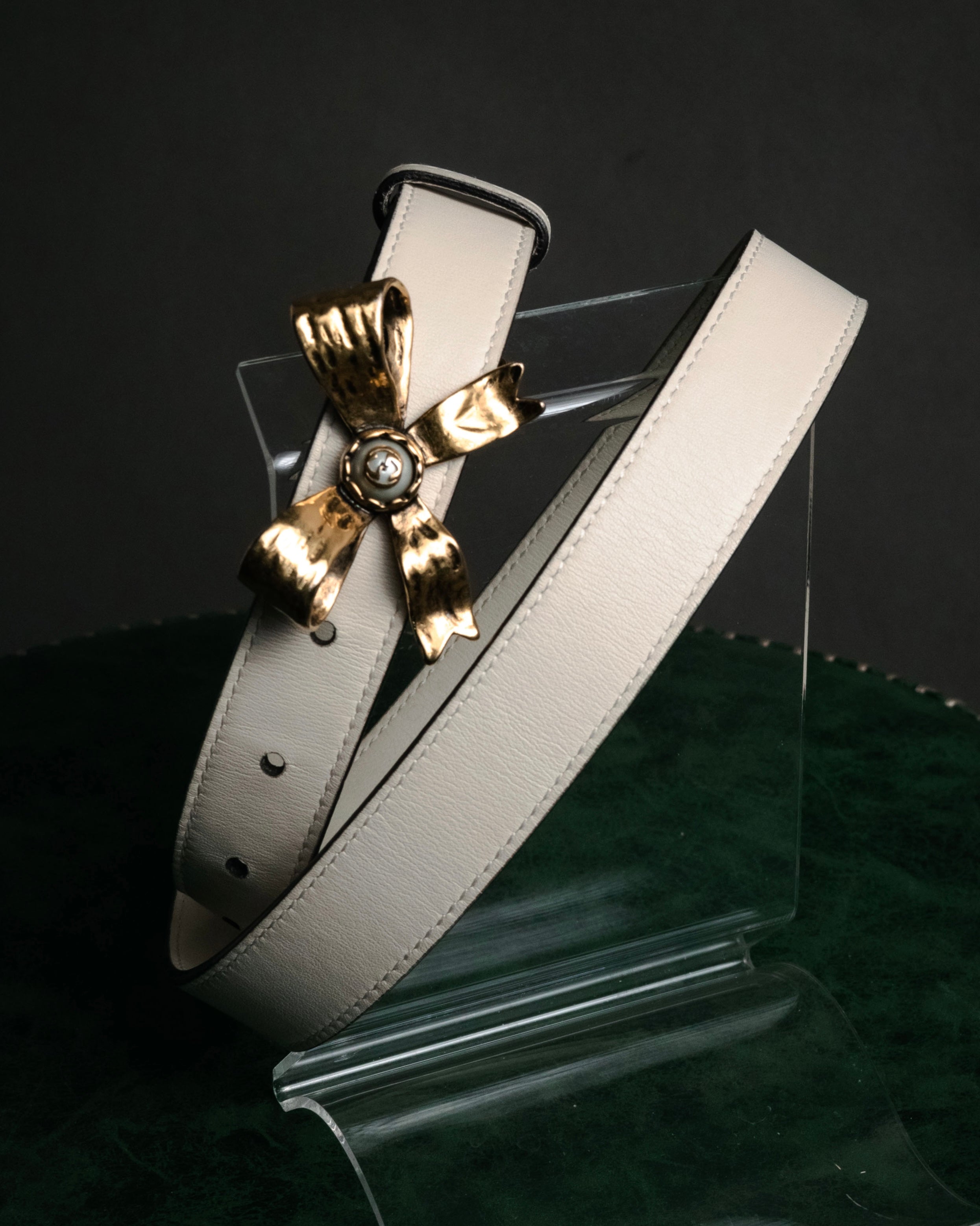 –SPECIAL– “GUCCI” Michele period Ribbon pearl embellished leather belt