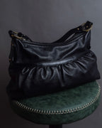 "FENDI" Gold metal gatherd design leather one-shoulder bag