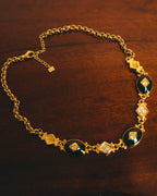 "BURBERRYS" 90's Emerald enamel costume jewelry necklace