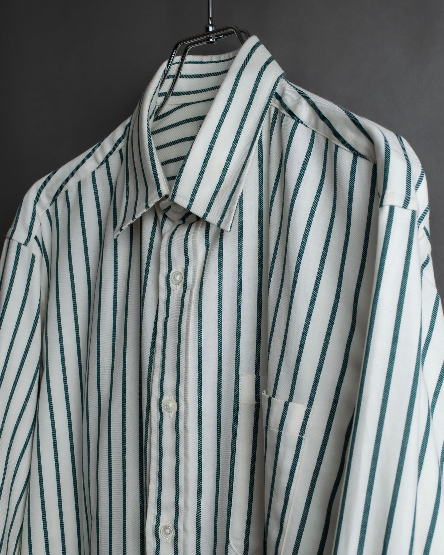 "BURBERRYS" Green stripe pattern oversized shirt