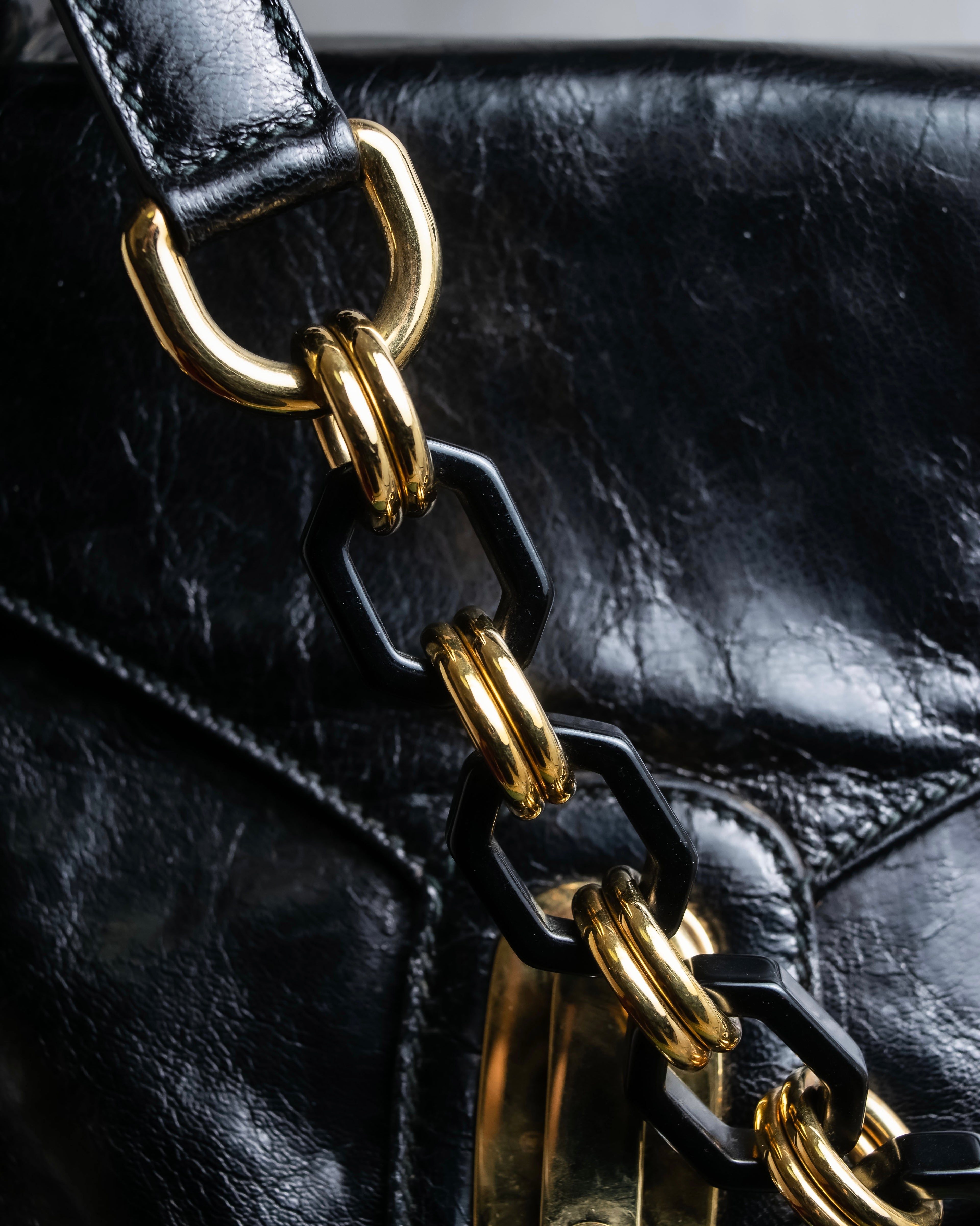 "DOLCE &amp; GABBANA" Gold chain two-way leather bag